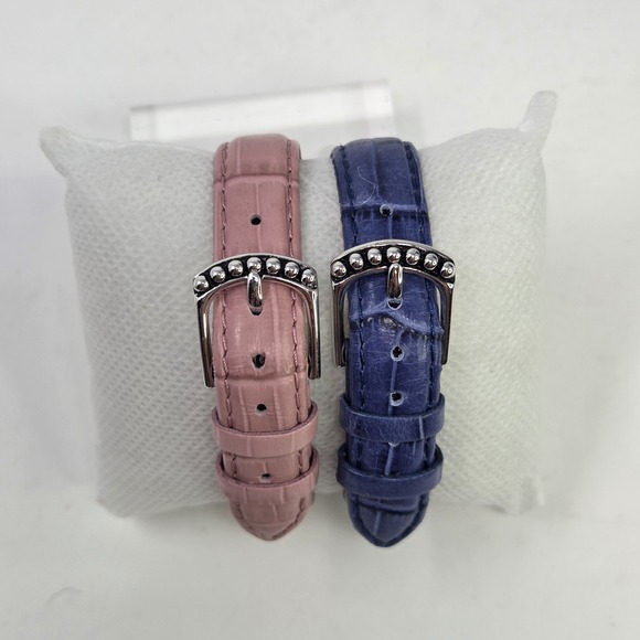 HONORA Set 2 Gen Leather Pearl Sterling Silver 925 Double Row Bracelet Pink Blue - Picture 6 of 11